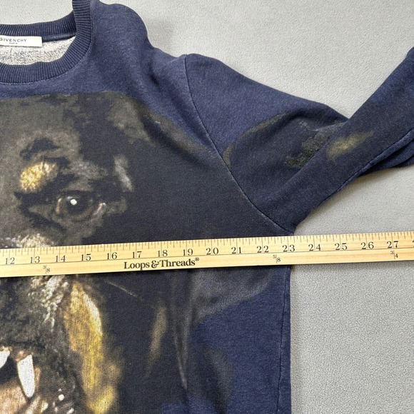 Givenchy Paris Rottweiler Crewneck Sweatshirt L Blue Pullover Designer Cuban Fit - Picture 4 of 8